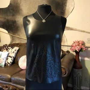 Black Leather Lazer Cutout Tank